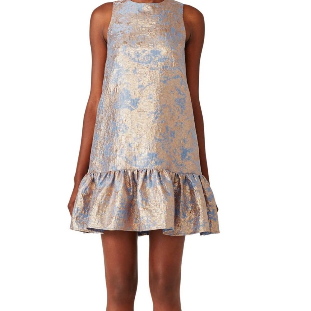 Slate & Willow Gold and Blue Cocktail Dress